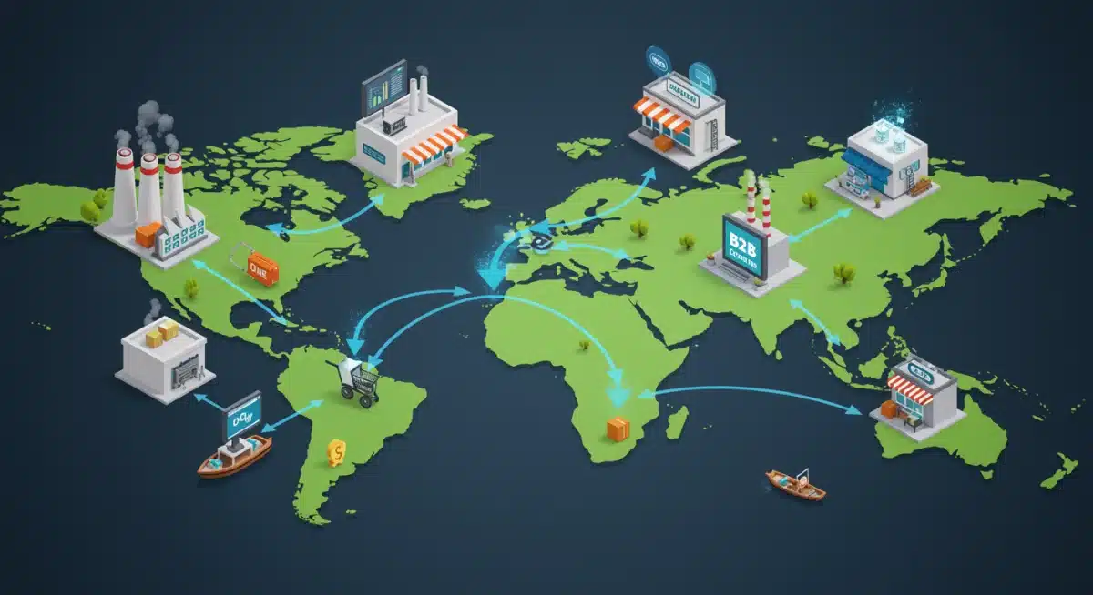 Interconnected B2B supply chain and enterprise operations visualization