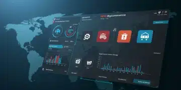 BigCommerce 2025 platform releases dashboard with US map