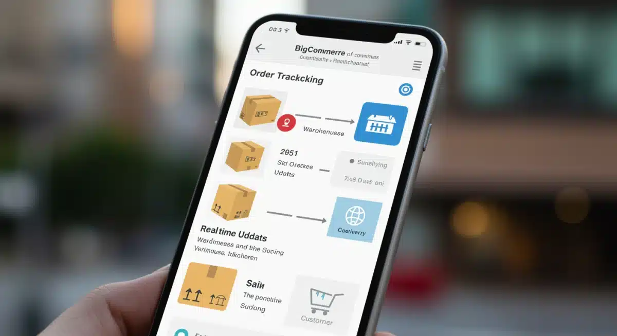 Smartphone displaying BigCommerce real-time order tracking