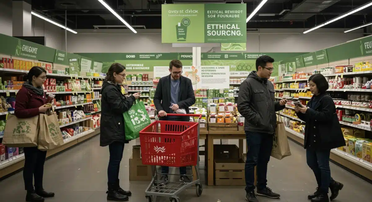 Consumers actively choosing sustainable products in a retail environment