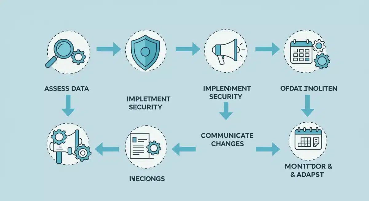 Infographic illustrating the 5-step data privacy compliance process