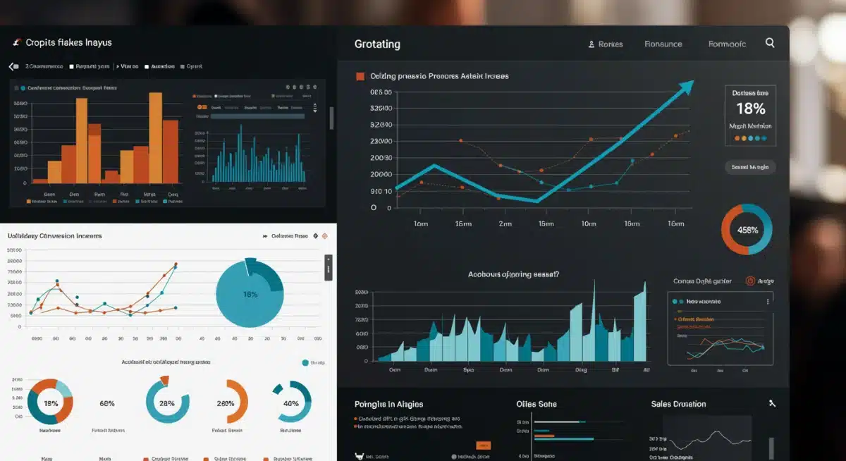 E-commerce analytics dashboard showing an 18% conversion rate boost from gift guide strategies.
