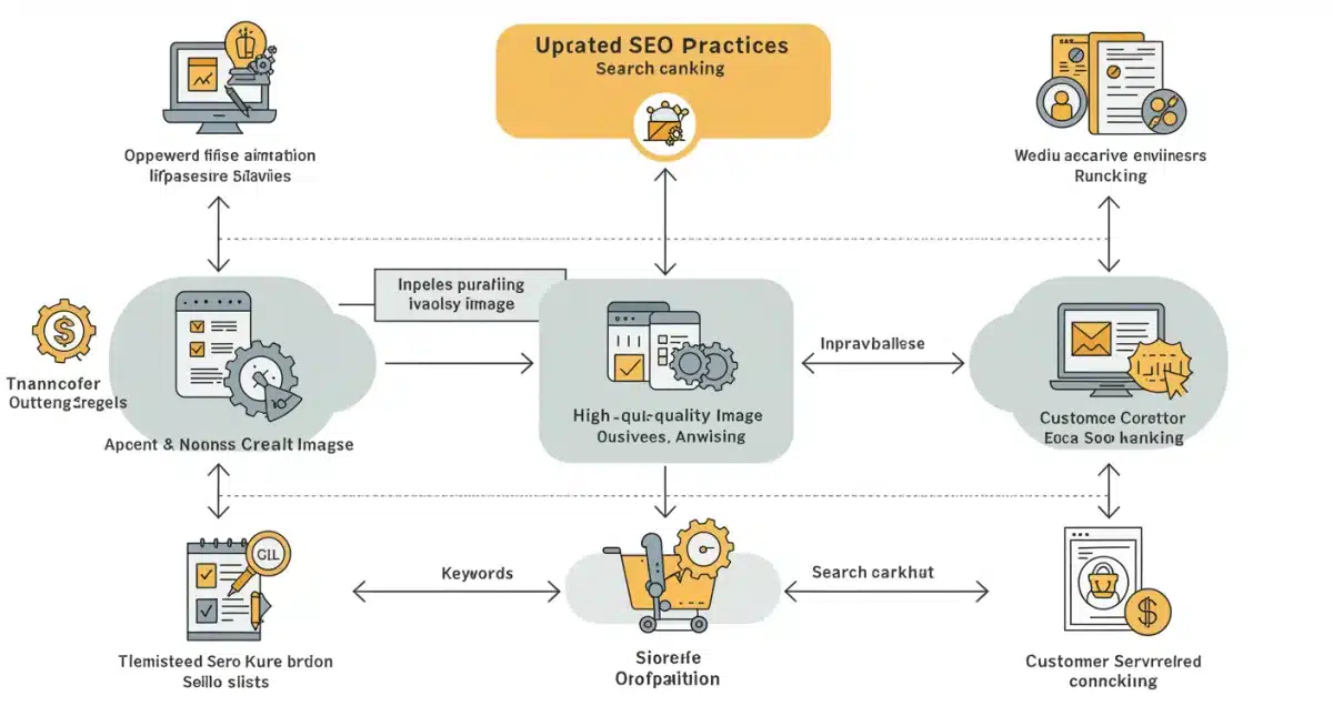 Infographic of eBay SEO strategies for improved search ranking.