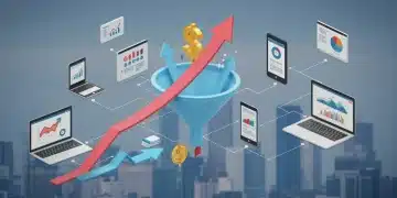 E-commerce sales funnel optimization for US businesses in 2025, showing revenue growth