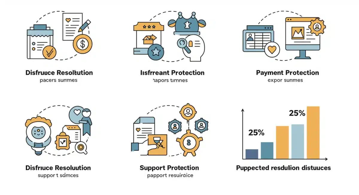 Infographic detailing Etsy's new seller protection policies and dispute reduction goal