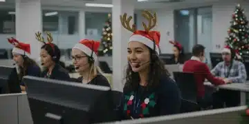 Customer service team working during the holiday season 2025, focused on customer satisfaction