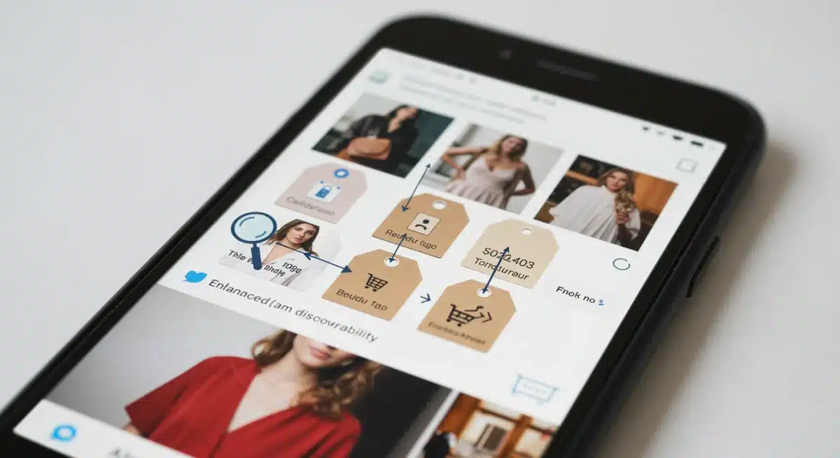 Detailed view of Instagram product tags on a fashion item, illustrating new discoverability features.