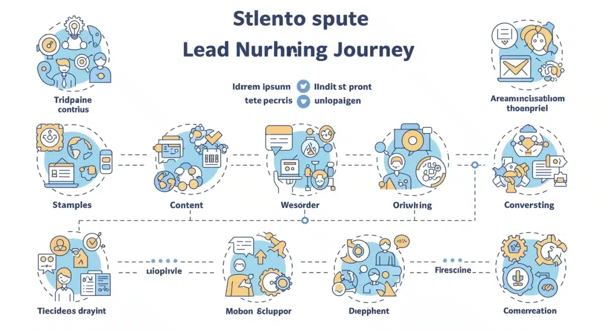Infographic illustrating the stages of a lead nurturing journey.