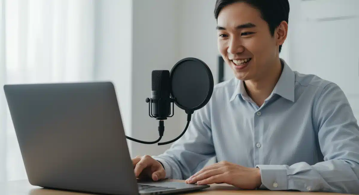 Salesperson recording personalized video message for prospect