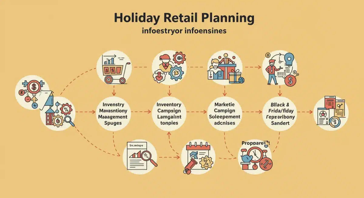 Infographic depicting a strategic timeline for 2025 holiday retail planning.