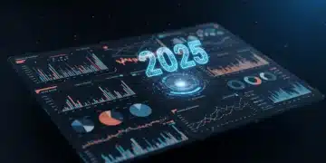 Digital dashboard showing sales forecasting for 2025 with AI analytics