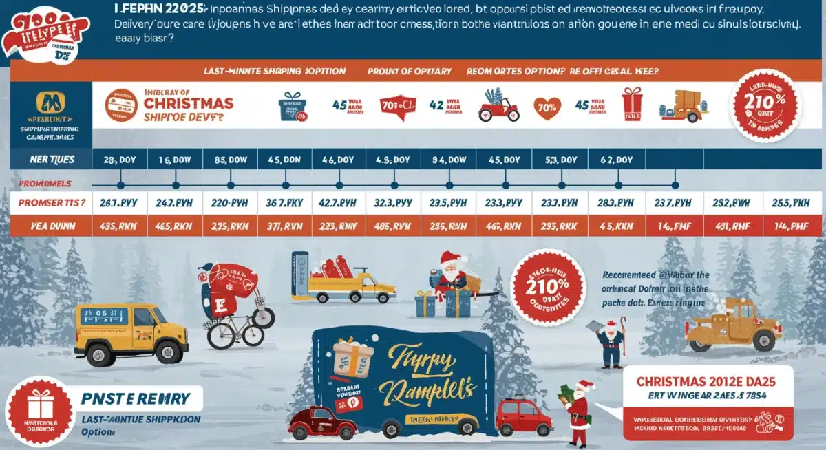Infographic displaying a timeline of 2025 holiday shipping deadlines for major carriers like USPS, FedEx, and UPS.